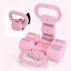 JAOGAUS Set Kettlebell Regolabile, Pesetti Manubri Palestra per Donne, (2 in 1) Rosa Kettlebell Pesi Regolabili Manubri 1 kg per Donne - Kit Palestra Casa e Allenamento