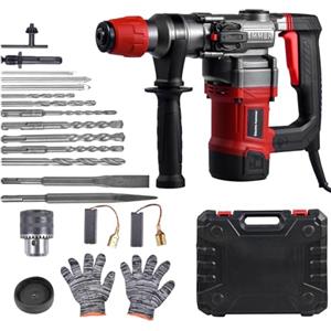 Generico Martello Demolitore Elettrico 2000 W, Trapano A Martello Rotante Con Frizione Di Sicurezza, 3 Modalità Per Lavori Pesanti Su Cemento, Include Bit E Scalpelli Piattaforma.