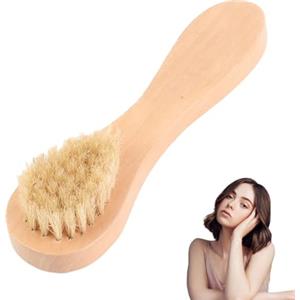 Salmue Spazzola per il viso, manico in legno, spazzola per la pulizia manuale del viso, spazzola per la pulizia del viso in legno