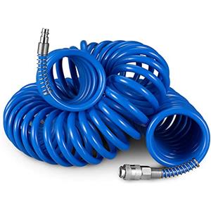 BAKAJI Tubo ad Aria Compressa 15m Spiralato in Poliuretano, Attacco 1/4