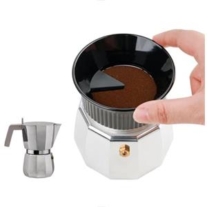 watchget Imbuto dosatore Moka Pot - Anello dosatore per caffè espresso da 60 mm, ricevitore polvere in plastica e strumento di distribuzione per pentola Moka Express da 6 tazze, nero