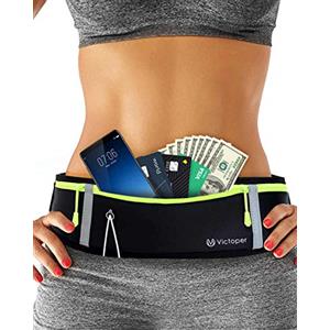 Victoper Marsupio Running, impermeabile, per allenamenti, viaggi e altro ancora, con strisce riflettenti e foro per cuffie, regolabile per tutti i tipi di telefoni