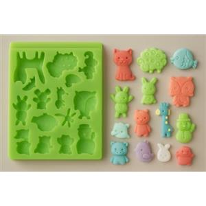 Graziano, Stampo Silicone Animali Vari 15 Disegni 10.5x7.5cm - Cagnolini, Gatti, Orsetti, Pesci, Per Pasta Zucchero