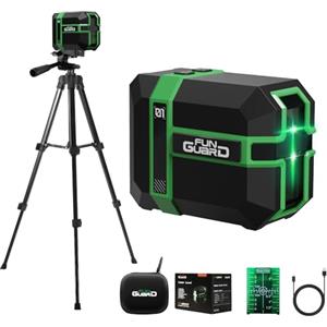 Funguard Livella Laser con treppiede, Verde Autolivellante Modulo Laser Doppio 50M, 3 Modalità per Passare Orizzontale/Verticale, Modalità a impulsi, USB Ricarica, IP54 per Cantieri,DIY