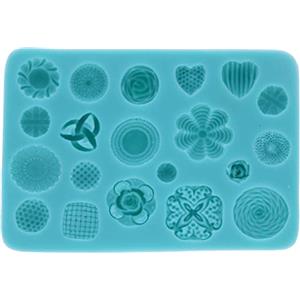 Graziano, Stampo Silicone 20 Disegni Decorativi 10.5x7.5cm - Sfere, Palloni Sport, Fiori, Cuori, Per Fondente e Pasta Zucchero