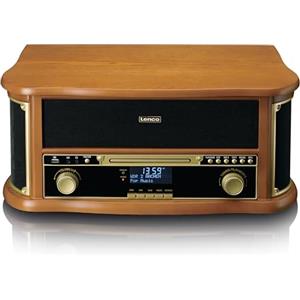 Classic Phono Lenco TCD-2571 - Giradischi Bluetooth con altoparlante, radio DAB+, lettore CD, 3 velocità, trasmissione a cinghia, 2 x 5 Watt, legno