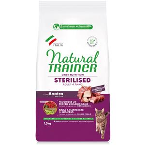 Trainer Cibo Secco per Gatti Adulto Sterilizzato con Anatra - 1,5 kg - Monoproteico e Ricco di Fibre