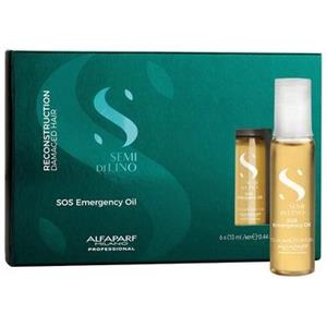 Alfaparf Semi di Lino SOS Emergency Oil - Trattamento Professionale Anti-Rottura per Capelli Danneggiati, 6 Fiale da 13 ml