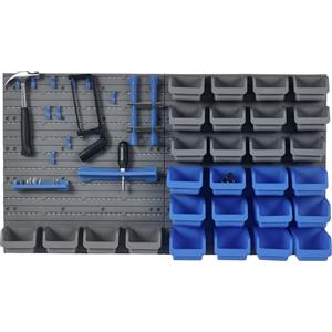DURHAND Cassetta Portautensili da 44pz con Scatole Regolabili e Rimovibili, Montaggio a Muro, in PP Blu e Grigio, 54x22x95 cm|Aosom