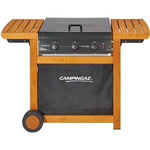 CAMPING GAZ ITALIA Campingaz Barbecue Adelaide 3 Woody Dual Gas da Giardino BBQ da Esterno 14 kW con Ruote Bruciatori in Ghisa - 3000005744