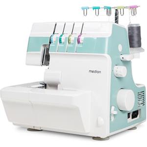 MEDION Macchina per cucire SO90 (elettrica, 90 watt, luce LED, taglio a una passata, numerosi accessori, MD19169) turchese