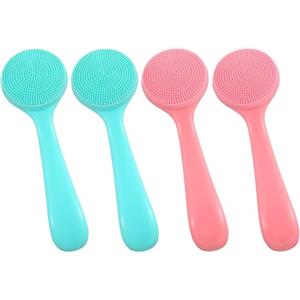 XLIUAX 4 spazzole per la pulizia del viso, per la pulizia dei pori, in silicone, esfoliante, esfoliante, impermeabile, per donne, uomini, punti neri, rimozione del trucco, blu, rosa, delicato sulla