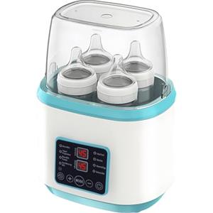 Sinbide Scaldalviette 8 in 1 Scaldalatte per neonati, sterilizzatore per biberon temperatura regolabile con schermo LCD, per 4 biberon o barattoli, spegnimento automatico, con telecomando (blu)