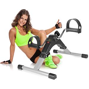 RELOVE Pedaliera Riabilitazione da Casa - Mini Cyclette Pieghevole con Display LCD per Allenamento, Palestra di Gambe e Braccia - Ciclette Fitness, Biano e Nero