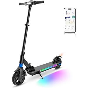 E-RIDES Monopattino Elettrico,8'' Monopattino Elettrico Bambini Pieghevole per Bambini dai 8-16 anni,Altezza Regolabile,Luce LED Arcobaleno,Display LED, Fino a 25 KM/H e 20 KM,Regalo per Adolescente