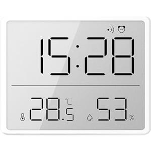 CQEAZ Atomic Clock Orologio digitale da parete con grande display, rilevamento di data e temperatura, umidità per casa e ufficio, funzionamento a batteria