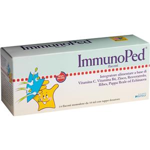ImmunoPed - Integratore Alimentare per Bambini con Vitamina C, B6, Zinco ed Echinacea - 14 Flaconcini da 10 ml