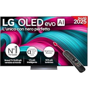 LG OLED evo AI C5 77 pollici, Smart TV 4K, Processore α9 Gen8, Brightness Booster, webOS con AI, Dolby Vision & Atmos, Gaming con VRR e GSYNC 4K@144Hz, OLED77C55LA 2025