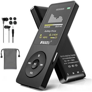 Ruizu Lettore MP3 da 16 GB con Bluetooth 5.3, ultraleggero (30 grammi), fino a 80 ore di durata della batteria, schermo da 1,8 pollici, ideale per sport, bambini e adulti, supporta schede TF fino a 128 G