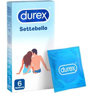 Durex Settebello Classico - Preservativi Lubrificati in Lattice Naturale, 6 Pezzi