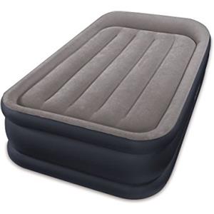 Intex 64132 Materasso Durabeam Pillow Rest Deluxe Singolo Bicolor con Tecnologia Fiber 612, Grigio/Blu, 99 x 191 x 42 cm