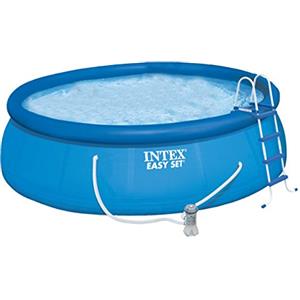 Intex 26168NP - Piscina Fuori Terra Easy Set Rotonda, Pompa Filtro 3785 L/h, Scaletta, Telo Base e Copertura, 14141 L, PVC, Azzurro, 457x122 cm