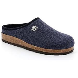 GRÜNLAND il benessere è naturale Grunland Robi CB0173 11 Blu Blu Ciabatte Pantofole Uomo Chiuse in Lana Cotta Feltro Stile Tirolese altoatesine Panno Plantare Suola Sughero e Gomma (Numeric_47)
