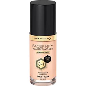 Max Factor Facefinity All Day Flawless Make up, Fb.55 - Fondotinta/Correttore Liquido Naturale Beige - SPF 30