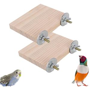 Esforzarse Piattaforma per Uccelli 2 Pezzi, Piattaforma in legno per Uccelli, Accessori per Gabbie per Pappagalli, Per Pappagalli, Criceti, Gerbilli, Piccoli Animali,(Rettangolare, 15X8cm)