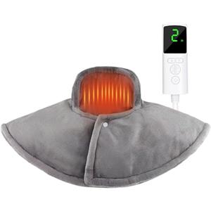 Sweetone Termoforo Elettrico Schiena e Collo, Scalda Cervicale e Spalle 9 Livelli di Temperatura, Scaldacollo Elettrico per Cervicali 60x55 cm, Scalda Collo Elettrico Collo Spalle Lavabile in Lavatrice, Grigio