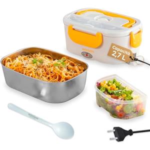Wintem - Porta Pranzo Termico Elettrico 1,5L con Contenitori in Acciaio Inox, Riscaldamento 30 Min, Comparti Separati, Ideale per Ufficio, Viaggi e Pausa Pranzo Fuori Casa