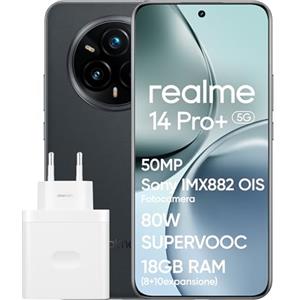 realme 14 Pro+ 5G Smartphone, 8+256GB, Fotocamera Sony IMX896 OIS 50MP, Snapdragon® 7s Gen 3, Display Quad-Curve Senza Cornici, Batteria 5260mAh, Ricarica Rapida 80W SUPERVOOC, Grey