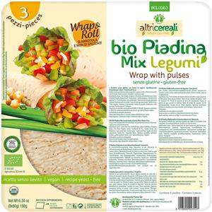 PROBIOS Piadina Mix Legumi - Senza Glutine, Vegan, Morbida e Arrotolabile - 3 x 60 g