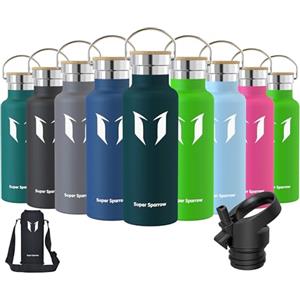 Super Sparrow Doppia Parete in Acciaio Inox Coibentato Bottiglia di Acqua - 500ml - Isolante Della Borraccia - Perfetto Thermos - Privo di BPA, BPS, Ftalati