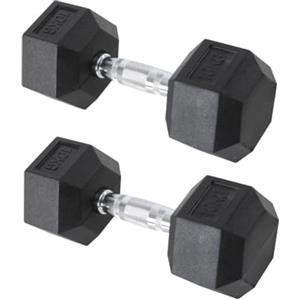 FFitness Coppia di Manubri da 10 Kg Pesi Professionali Esagonali Rivestiti in Gomma Bilancieri Con Impugnatura Antiscivolo Nero