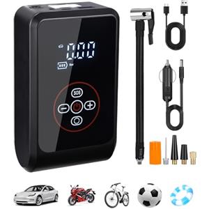 Bixury Compressore Aria Portatile Auto, 150PSI Pompa Elettrica per Bicicletta con Display Digitale, 4000mAh Mini Compressore Portatile per Auto Ricaricabili per Auto, Moto, Biciclette e Palloni