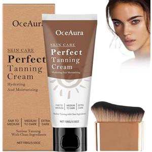 Luyuttn Crema Autoabbronzante con Pennello, Autoabbronzante per Viso e Corpo, Abbronzatura Naturale, Crema Abbronzante Istantanea, per Tutti i Tipi di Pelle (100 g)