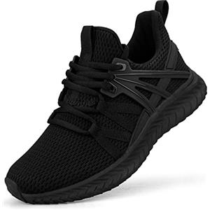 Abboos Scarpe da Ginnastica da Donna, Senza Lacci, Leggere, Casual, per Palestra, Viaggi, Lavoro, Nero, 5.5 US