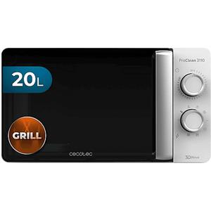 CECOTEC Proclean 3110 MICROONDE, potenza microonde 1150 W, capacità 20 l, 6 livelli di potenza, funzione grill 800 Black&Silver
