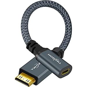 Twozoh Cavo adattatore Mini HDMI Maschio a Micro HDMI Femmina, tipo D Micro HDMI femmina a tipo C Mini HDMI Maschio convertitore adattatore 3D/4K 1080P (20CM)