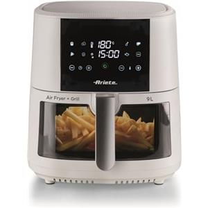 Ariete 4630 Friggitrice ad aria 9L, 1500 W, Capacità 9L, Capacità di cottura 3,5kg, 8 programmi preimpostati, Temperatura fino a 200°, Cestello trasparente per controllo cottura, Bianco