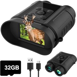 OBEST Visore Notturno, Schermo HD da 2,4'' Fotocamera Binoculare per Foto e Video con Scheda TF da 32 GB, Zoom Digitale 8X, Ideale per il Campeggio, L'osservazione Degli Animali e la Fotografia