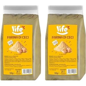 Life | Farina di Ceci, Farina Senza Glutine Ricca di Fibre e Proteine, Versatile per le tue Ricette, Formato Convenienza 500g (Confezione da 2)