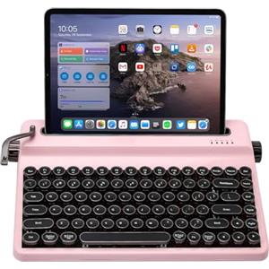 YUNZII QL75 Wireless Typewriter Tastiera Meccanica Retrò Sostituibile a caldo,Retroilluminazione RGB QMK/VIA Programmabile,Tastiera Multidispositivo con 2.4GHz/Type-C/BT (rosa, cocoa cream V2)