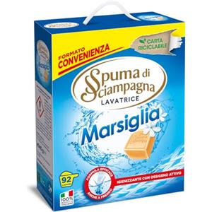 Spuma di Sciampagna - Detersivo Lavatrice Polvere Profumo di Marsiglia, Formula Concentrata Efficace Contro lo Sporco, Igienizzante con Ossigeno Attivo - 4140 g - 92 Lavaggi