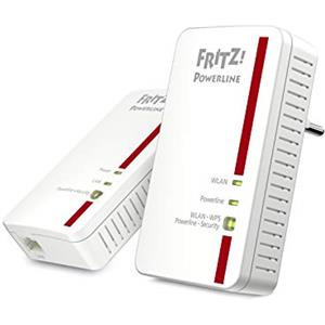 AVM FRITZ!Powerline 1240E WLAN Set Edition International, Kit extender per rete elettrica fino a 1.200 Mbit/s, Wi-Fi integrato fino a 300 Mbit/s, Mesh, Access Point, Interfaccia in italiano