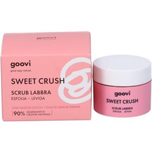 Goovi, Sweet Crush, Scrub Labbra a Doppia Esfoliazione, Effetto Levigante e Rivitalizzante con Olio di Cocco, Olio di Semi di Papaya e Cristalli di Zucchero, Ingredienti di Origine Naturale