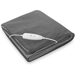 medisana HDW coperta elettrica calda, lavabile, coperta coccolosa con spegnimento automatico, 4 livelli di temperatura, 180 x 130 cm, design reversibile a 2 colori, grigio/grigio scuro