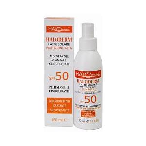 HALO PHARMA Haloderm Latte Solare SPF 50 - Protezione Alta in Spray 150 ml con Aloe Vera e Vitamina E