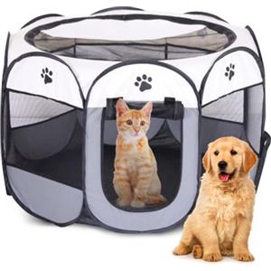 Peelanmall Box Pieghevole per Animali Domestici - Recinto per Cani da Interno, Gabbia per Gatti, Kennel Cane Piccolo Portatile, Gabbia Ottagonale per Conigli, Pet Box Tenda